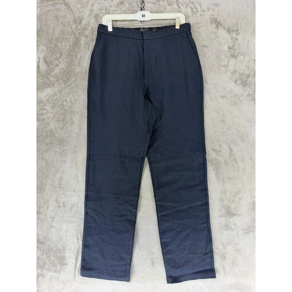 Vince Linen Pants Mens M Louie Straight Fit Navy Blue Italian Fabric EUC